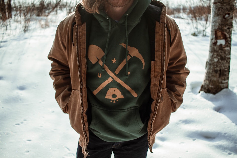 Pickaxe and Shovel Hoodie Homage to Upper Peninsula miners