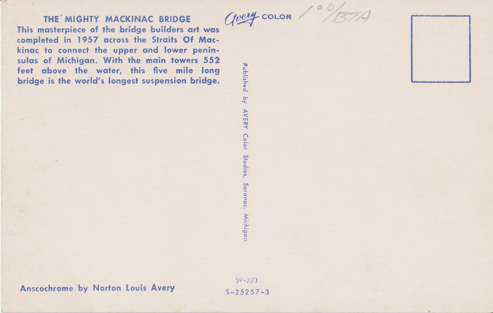 Mackinac Bridge Post Card