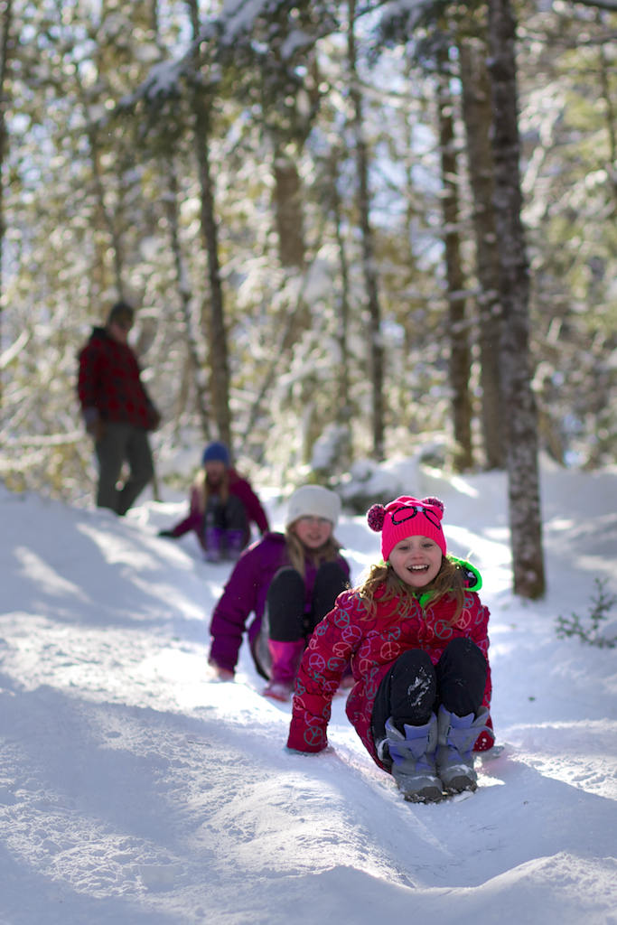 Sledding down a hill